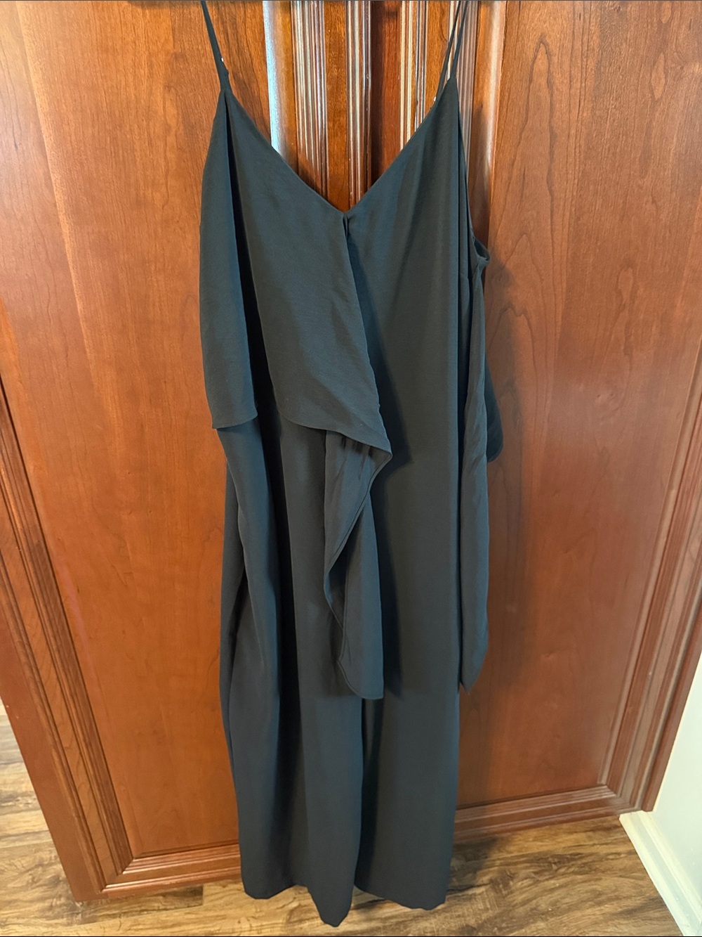 fab'rik Black Draped Wide-Leg Jumpsuit with Spaghetti Straps